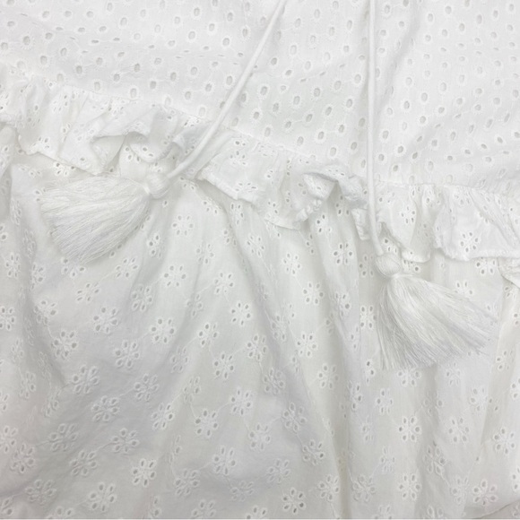 Roller Rabbit Janae Tiered Eyelet Lace Ruffle Tassel Dress Boho Beach White - Picture 8 of 14